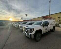 LSM Service Division fleet at sunrise, Grande Prairie